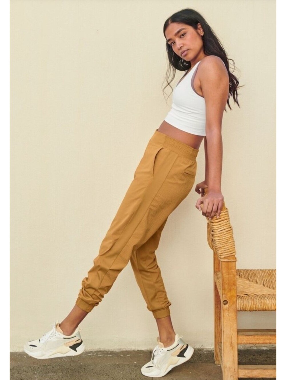 Athleta Textured Brooklyn Jogger Women’s 14 Tuscan Gold Mustard Pull On Pants
